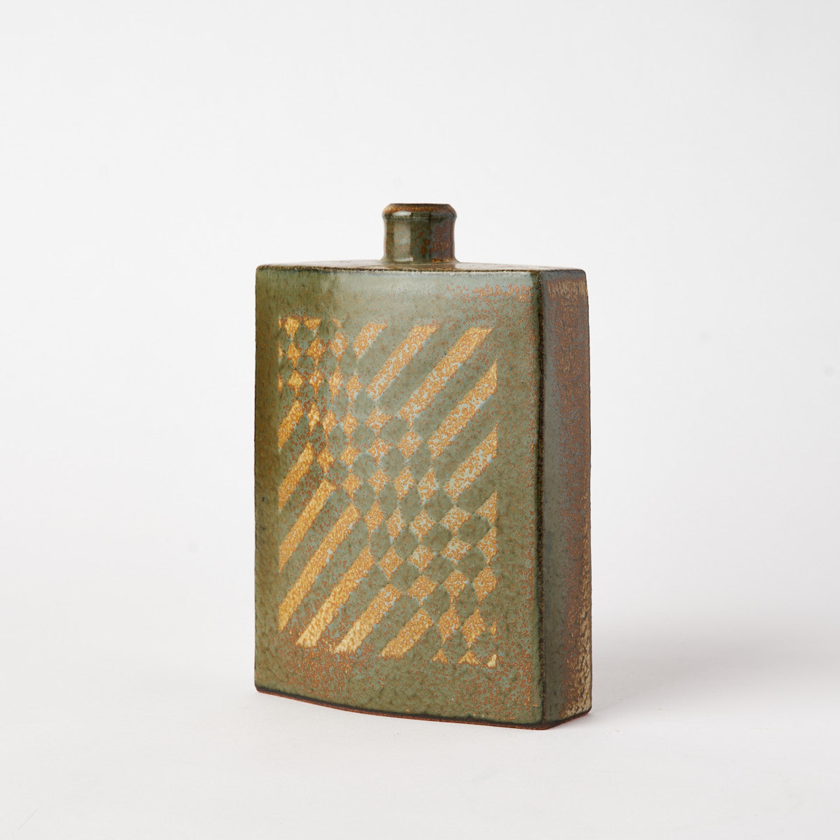 Checkerboard Stoneware Vase