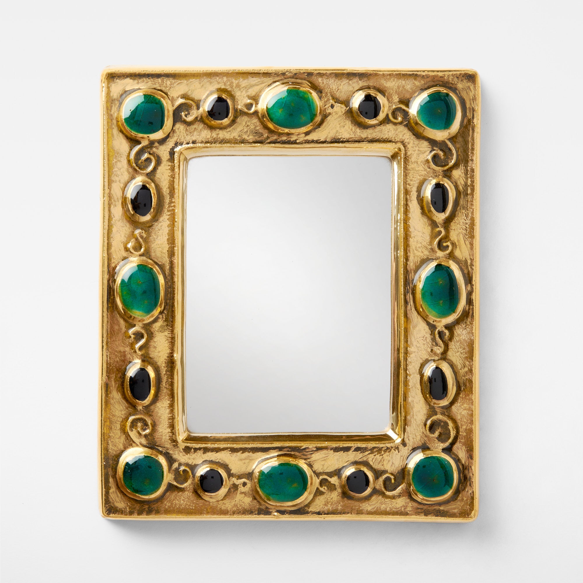 François Lembo Gilded Ceramic Wall Mirror