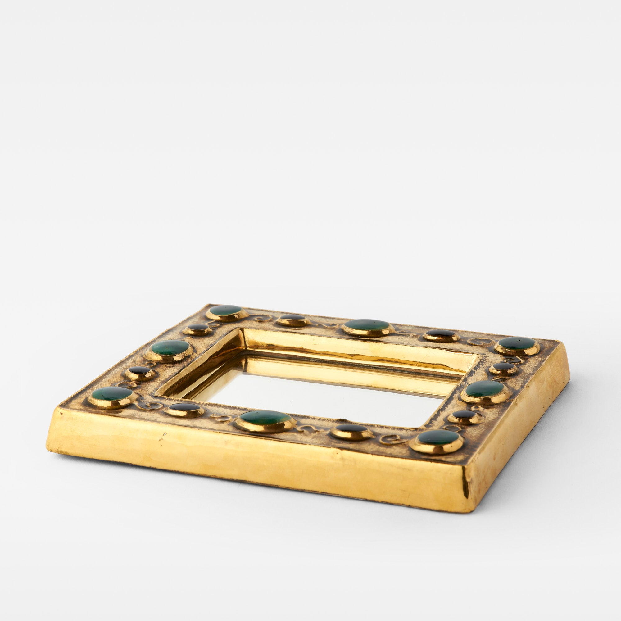 François Lembo Gilded Ceramic Wall Mirror