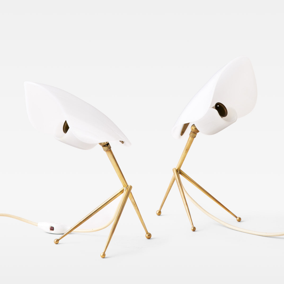 Offenbach Brass Tripod Lamps Pair