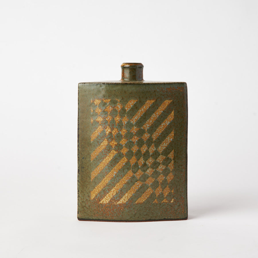 Checkerboard Stoneware Vase