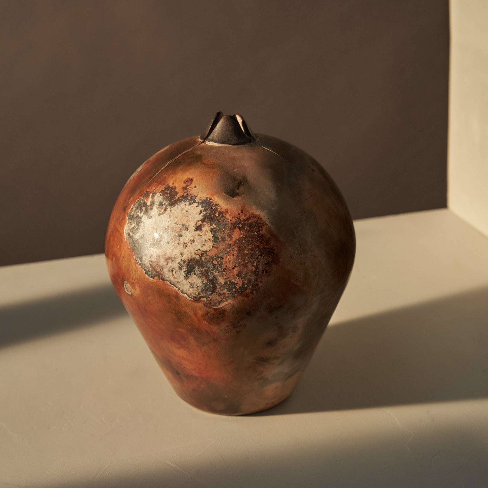American Studio Art Burnished Raku Vase